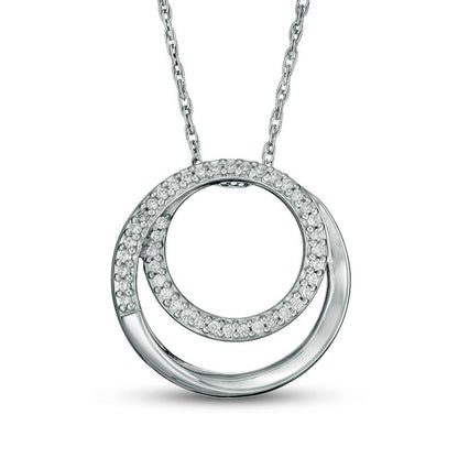0.13 CT. T.W. Natural Diamond Spiral Open Circle Pendant in Sterling Silver