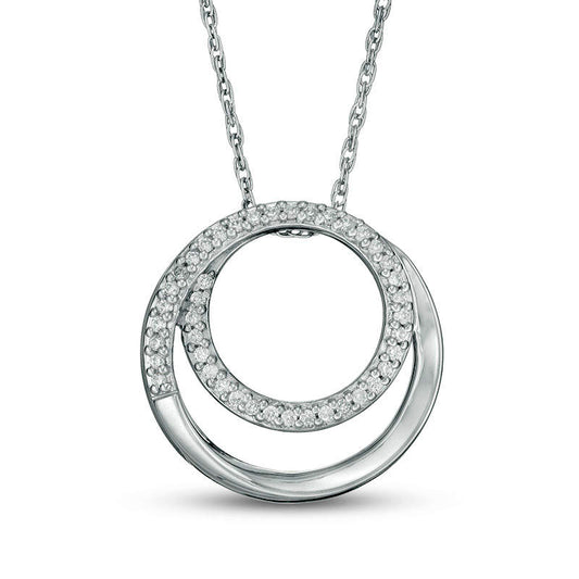 0.13 CT. T.W. Natural Diamond Spiral Open Circle Pendant in Sterling Silver