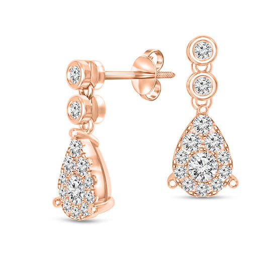 0.5 CT. T.W. Diamond Pear-Shaped Frame Drop Earrings in 10K Rose Gold