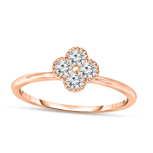 0.20 CT. T.W. Quad Natural Diamond Clover Antique Vintage-Style Promise Ring in Solid 10K Rose Gold