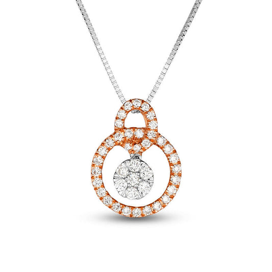 0.2 CT. T.W. Composite Natural Diamond Interlocking Pendant in 10K Two-Tone Gold