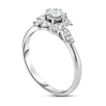0.25 CT. T.W. Natural Diamond Flower Frame Promise Ring in Solid 10K White Gold