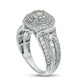 1.0 CT. T.W. Natural Diamond Triple Frame Collar Antique Vintage-Style Engagement Ring in Solid 10K White Gold