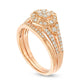 0.50 CT. T.W. Composite Natural Diamond Frame Antique Vintage-Style Bridal Engagement Ring Set in Solid 10K Rose Gold