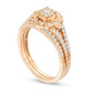 0.38 CT. T.W. Composite Natural Diamond Frame Antique Vintage-Style Bridal Engagement Ring Set in Solid 10K Rose Gold