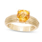 7.0mm Cushion-Cut Citrine Solitaire Ribbed Shank Ring in Solid 10K Yellow Gold