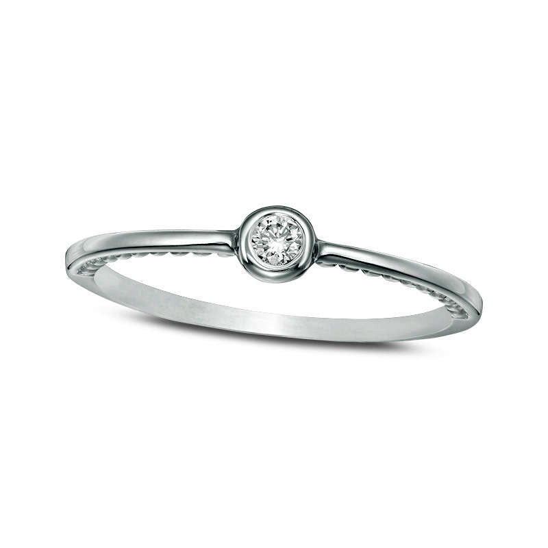 0.05 CT. Natural Clarity Enhanced Diamond Solitaire Promise Ring in Solid 10K White Gold