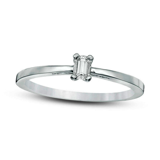 0.17 CT. Emerald-Cut Natural Clarity Enhanced Diamond Solitaire Promise Ring in Solid 10K White Gold