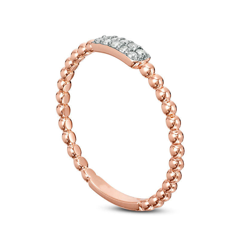 0.07 CT. T.W. Composite Natural Diamond Rectangle Beaded Stackable Band in Solid 10K Rose Gold