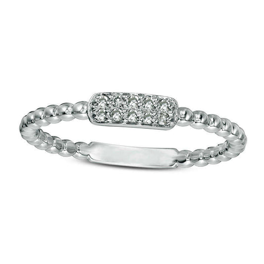 0.07 CT. T.W. Composite Natural Diamond Rectangle Beaded Stackable Band in Solid 10K White Gold