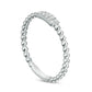 0.07 CT. T.W. Composite Natural Diamond Rectangle Beaded Stackable Band in Solid 10K White Gold