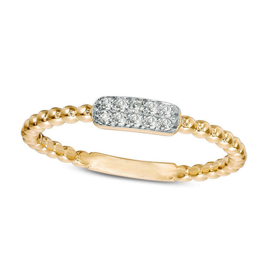 0.07 CT. T.W. Composite Natural Diamond Rectangle Beaded Stackable Band in Solid 10K Yellow Gold