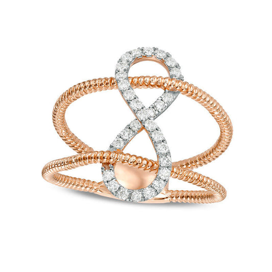 0.25 CT. T.W. Natural Diamond Infinity Split Shank Ring in Solid 10K Rose Gold