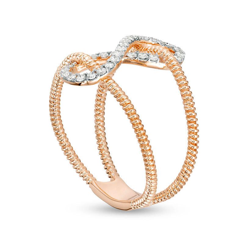 0.25 CT. T.W. Natural Diamond Infinity Split Shank Ring in Solid 10K Rose Gold