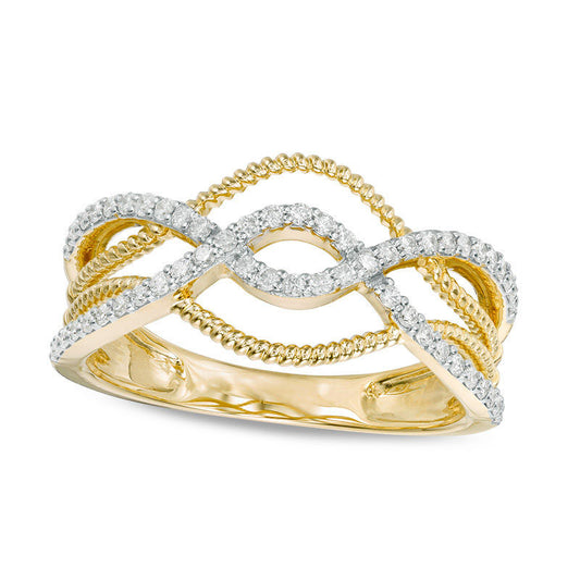 0.25 CT. T.W. Natural Diamond Layered Crossover Twist Ring in Solid 10K Yellow Gold