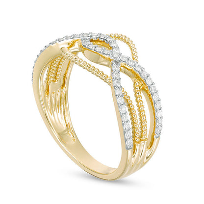 0.25 CT. T.W. Natural Diamond Layered Crossover Twist Ring in Solid 10K Yellow Gold
