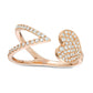 0.33 CT. T.W. Natural Diamond Sideways Heart and Chevron Adjustable Open Ring in Solid 10K Rose Gold