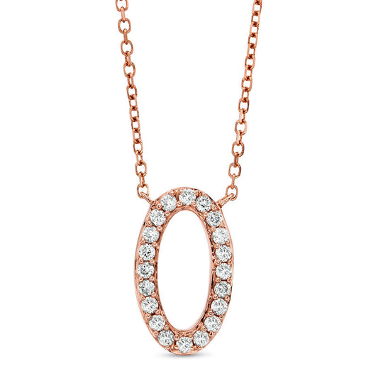 0.13 CT. T.W. Natural Diamond Mini Oval Necklace in 10K Rose Gold
