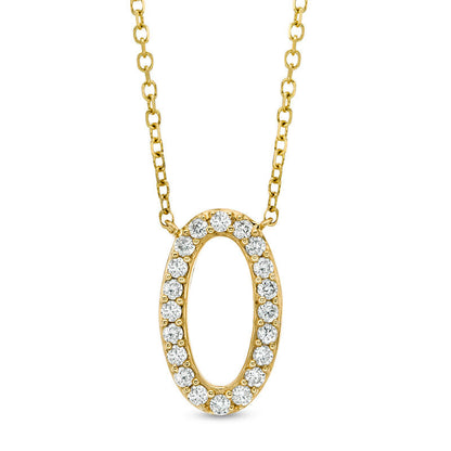 0.13 CT. T.W. Natural Diamond Mini Oval Necklace in 10K Yellow Gold