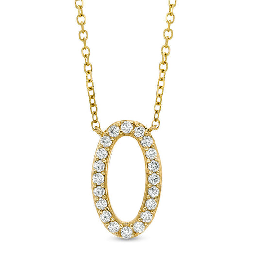 0.13 CT. T.W. Natural Diamond Mini Oval Necklace in 10K Yellow Gold
