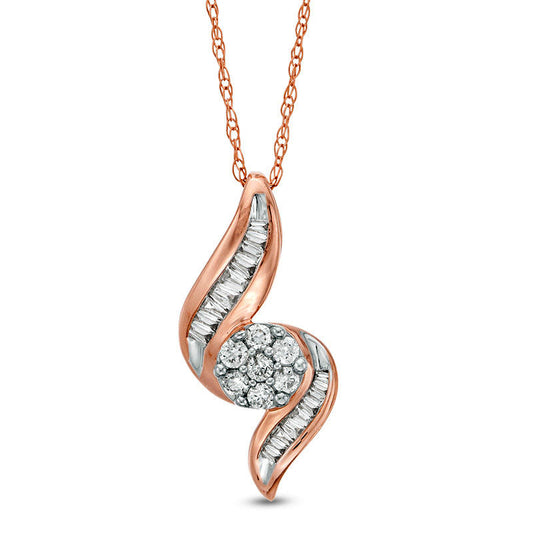0.2 CT. T.W. Composite Natural Diamond Flame Pendant in 10K Rose Gold