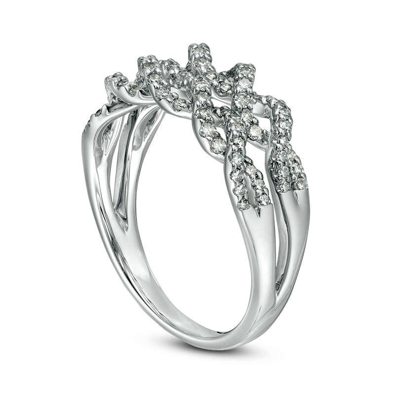 0.50 CT. T.W. Natural Diamond Double Row Twist Wedding Band in Sterling Silver