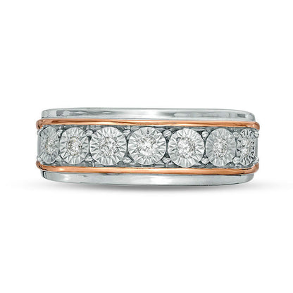 Men's 0.25 CT. T.W. Natural Diamond Seven Stone Wedding Band in Solid 10K Two-Tone Gold