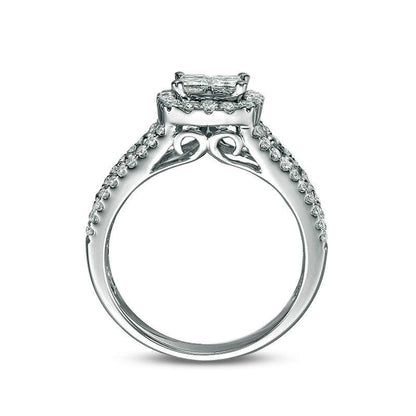 2.0 CT. T.W. Quad Princess-Cut Natural Diamond Frame Engagement Ring in Solid 10K White Gold