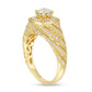 1.0 CT. T.W. Natural Diamond Cushion Frame Spiral Shank Antique Vintage-Style Engagement Ring in Solid 10K Yellow Gold