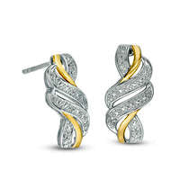 0.07 CT. T.W. Diamond Crossover Wave Drop Earrings in Sterling Silver with 14K Gold Plate