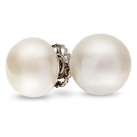 13.0 - 14.0mm Button Cultured Freshwater Pearl Stud Earrings in Sterling Silver