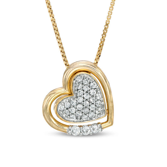 Convertibilities 0.25 CT. T.W. Composite Natural Diamond Heart Three-in-One Pendant in Sterling Silver with 14K Gold Plate