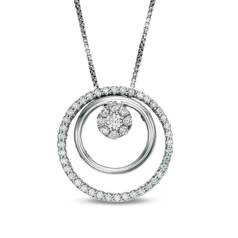 Convertibilities 0.33 CT. T.W. Natural Diamond Open Circles Three-in-One Pendant in Sterling Silver