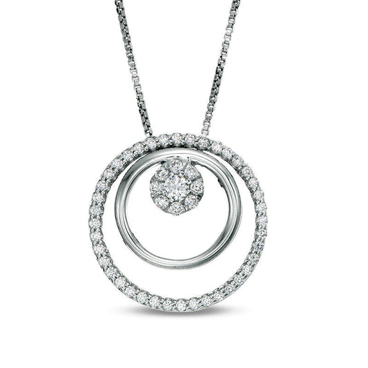 Convertibilities 0.33 CT. T.W. Natural Diamond Open Circles Three-in-One Pendant in Sterling Silver