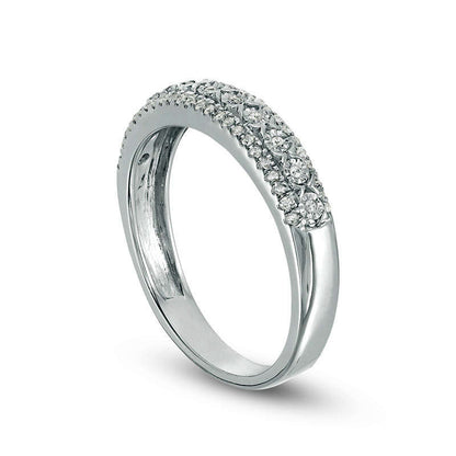 0.20 CT. T.W. Natural Diamond Three Row Anniversary Band in Sterling Silver