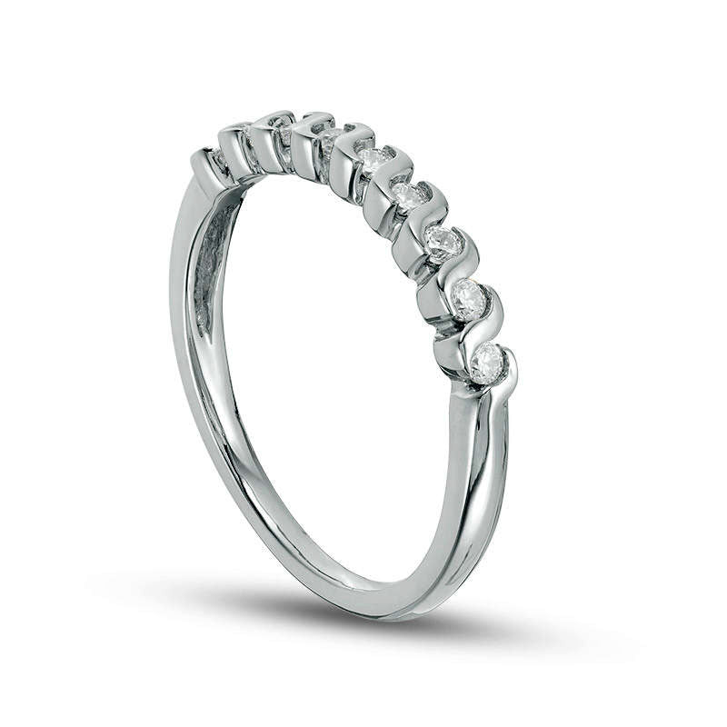 0.20 CT. T.W. Natural Diamond Nine Stone "S" Wave Anniversary Band in Sterling Silver