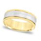 Men's 7.0mm Comfort-Fit Brushed Center Wedding Band in Solid 14K Two-Tone Gold