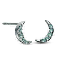Aquamarine Crescent Moon Stud Earrings in Sterling Silver