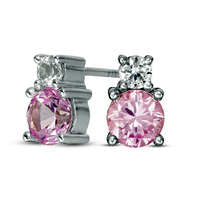 5.0mm Lab-Created Pink and White Sapphire Duo Stud Earrings in Sterling Silver