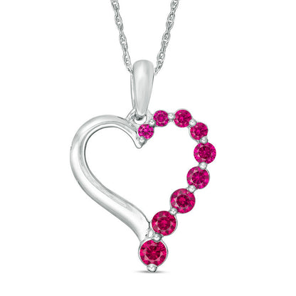 Journey Lab-Created Ruby Heart Pendant in Sterling Silver
