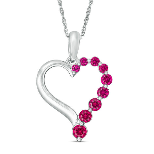 Journey Lab-Created Ruby Heart Pendant in Sterling Silver