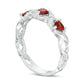 Heart-Shaped Garnet and Lab-Created White Sapphire Braided Antique Vintage-Style Ring in Sterling Silver