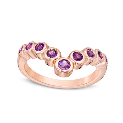 Amethyst Chevron Ring in Solid 10K Rose Gold
