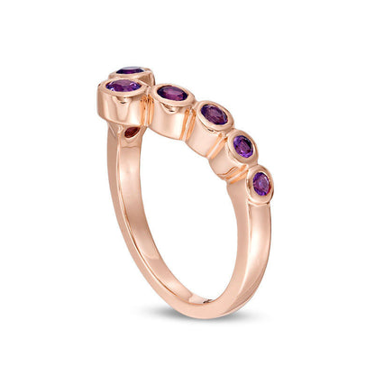 Amethyst Chevron Ring in Solid 10K Rose Gold