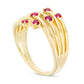 Lab-Created Ruby Zig-Zag Orbit Ring in Sterling Silver with Solid 14K Gold Plate