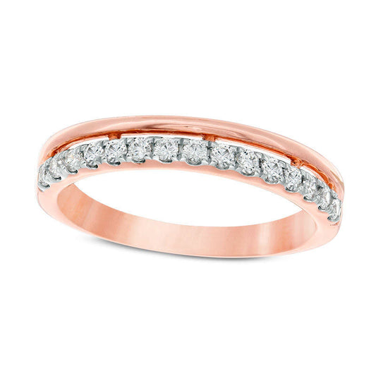 0.25 CT. T.W. Natural Diamond Stacked Anniversary Band in Solid 10K Rose Gold