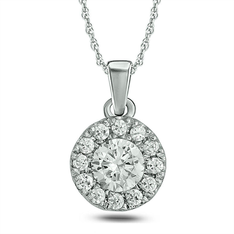 0.2 CT. T.W. Natural Diamond Frame Pendant in 10K White Gold