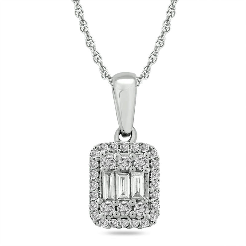 0.2 CT. T.W. Composite Natural Diamond Rectangle Frame Pendant in 10K White Gold