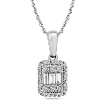 0.2 CT. T.W. Composite Natural Diamond Rectangle Frame Pendant in 10K White Gold