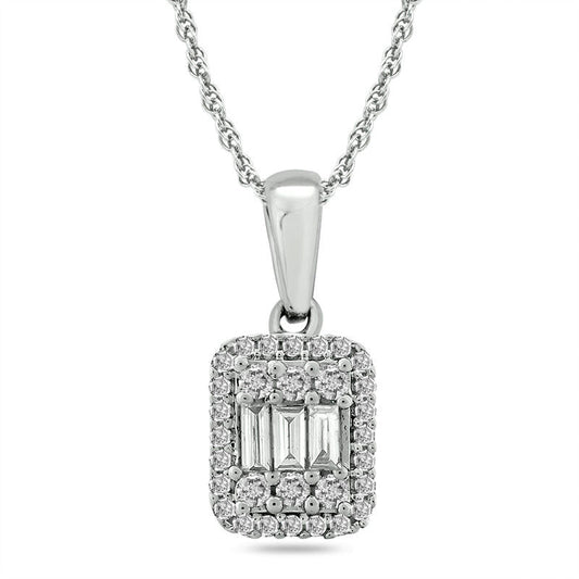 0.2 CT. T.W. Composite Natural Diamond Rectangle Frame Pendant in 10K White Gold
